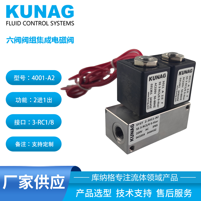 4001-A2型 AC220V不銹鋼閥組電磁閥2進(jìn)1出 1進(jìn)2出